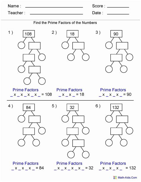 Activity For Prime Factorization