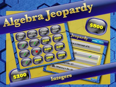 Interactive Math Game--Algebra Jeopardy: Integers | Media4Math