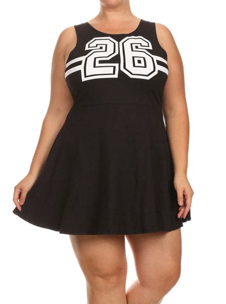 Plus Size Sports Jersey Black Tank Dress – Plussizefix