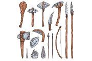 Stone tools and weapons of | Object Illustrations ~ Creative Market
