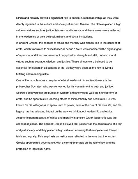 The role of ethics and morality in ancient Greek leadership and its effects on The role of ...