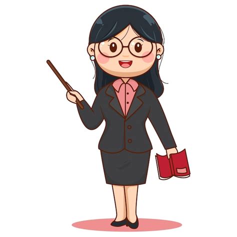 Premium Vector | Cute Female Teacher Cartoon Character