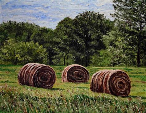 Fine Art Print of Original Oil Painting of Hay Bales - Etsy