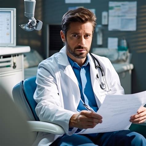 Premium AI Image | A doctor sitting her hospital office desk and ...