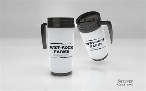 A mock-up created for the client to see the logo design on travel mugs. Logo designed by Sweeney ...