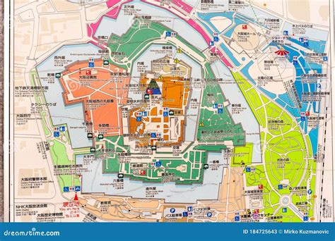 Osaka Castle Tourist Information Map in Osaka, Japan Editorial Stock ...