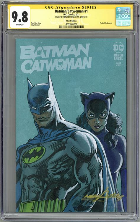 Batman Catwoman #1 Black Label Bluegreen Variant with Batman and Catwoman drawing CGC 9.8