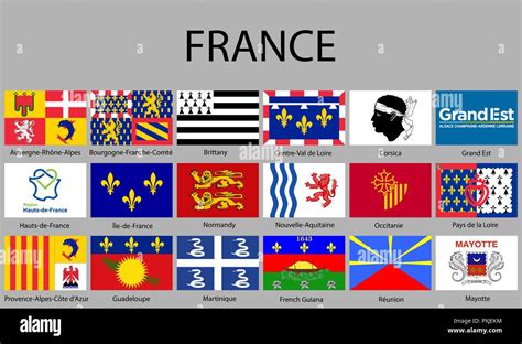 Tous les drapeaux des régions de France. Vector illustraion Image Vectorielle Stock - Alamy