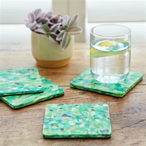 Set of 4 Recycled Plastic Square Coasters | Paper High