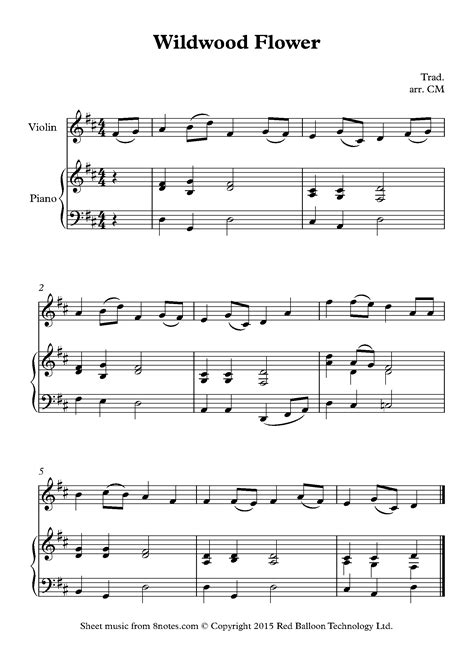 Wildwood Flower Sheet music for Violin - 8notes.com