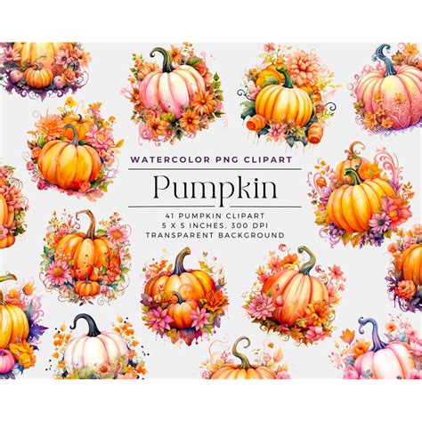 Watercolor Autumn pumpkin Clipart, Pumpkin Clipart, Autumn L - Inspire Uplift