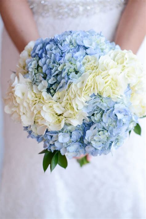 White and Blue Hydrangea Bouquet