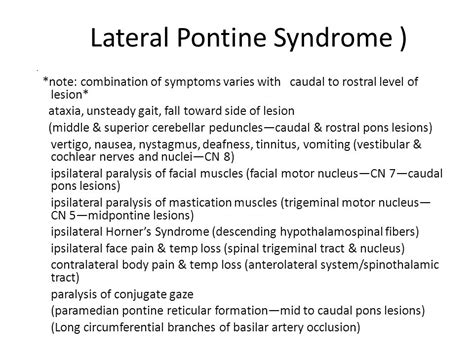 Lateral Pontine Syndrome Mri