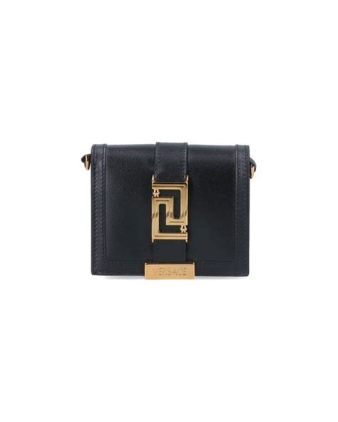 Versace Greca Goddess Chain Wallet in Black | Lyst