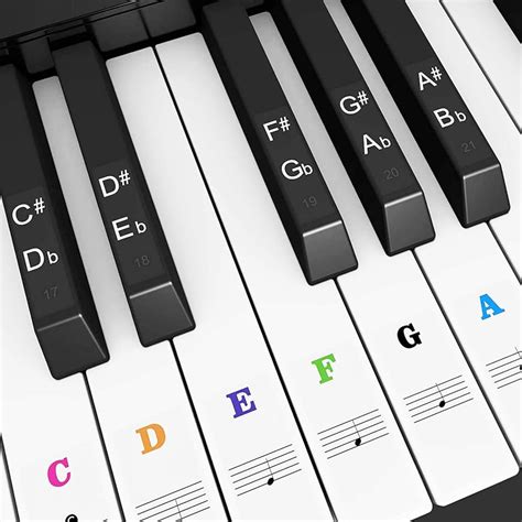 Piano Keyboard Stickers Grand/upright/electric Piano 61 Keys Stave ...