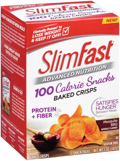 Amazon.com: Slim Fast Advanced Potato Baked Crisps Snacks, Mesquite BBQ, 5 Count, Net Wt. 5 oz ...