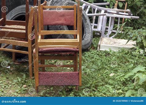 Used Tires and Old Furniture Stock Photo - Image of outdoor, backyard ...