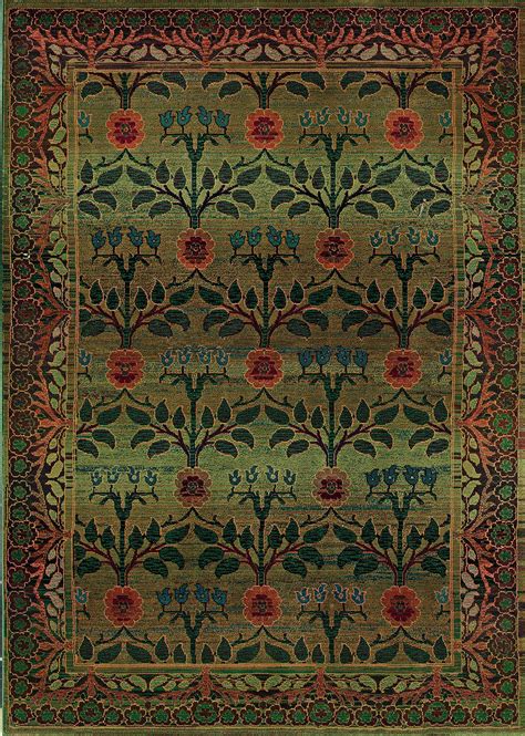 Kharma 450G Green/ Brown Rug Arts Crafts Style, Arts And Crafts Movement, Floral Area Rugs ...