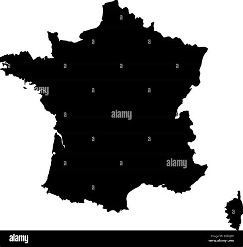 Black colored France outline map. Political french map. Vector ...