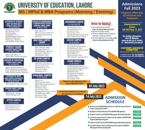 University of Education Lahore Admission 2023 - Lo Result