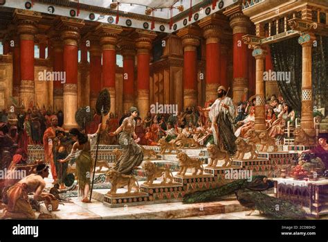 The visit of the Queen of Sheba to King Solomon, painting by Sir Edward John Poynter, 1890 Stock ...