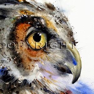 GREAT HORNED OWL Watercolor Owl Print, Bird Art Painting by Dean ...