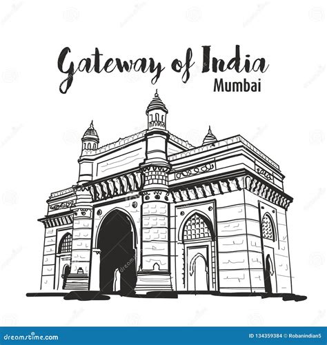 Gateway of India Mumbai Maharashtra Imdia Sketch Stock Vector ...