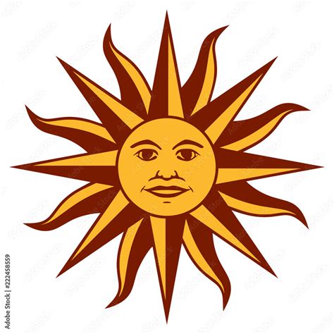 Icon the Inca sun God. Inti sun of may. Sign on Uruguayan flag ...