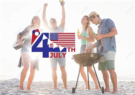 July 4th Beach Party With Flags Ice Cream And Flares Photo Background And Picture For Free ...