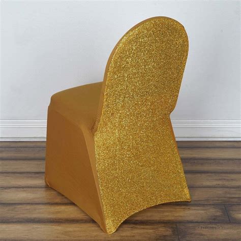 Gold Spandex Stretch Banquet Chair Cover With Metallic Glittering Back in 2021 | Banquet chair ...