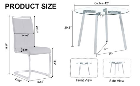 Amazon.com - 42”Round Dining Table Set for 4,Tempered Glass Table Top ...