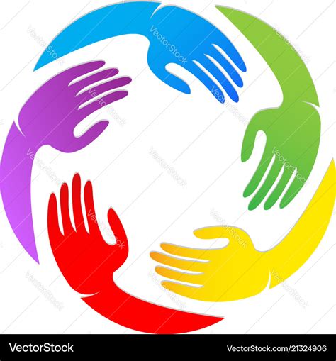 Colorful unity hands together logo Royalty Free Vector Image