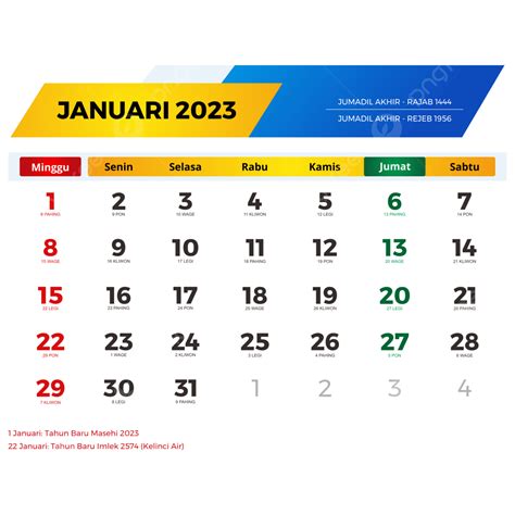 Kalender 2023 Januari Keren Dan Lengkap Dengan Hari Libur Nasional, Kalender 2023, Kalender 2023 ...