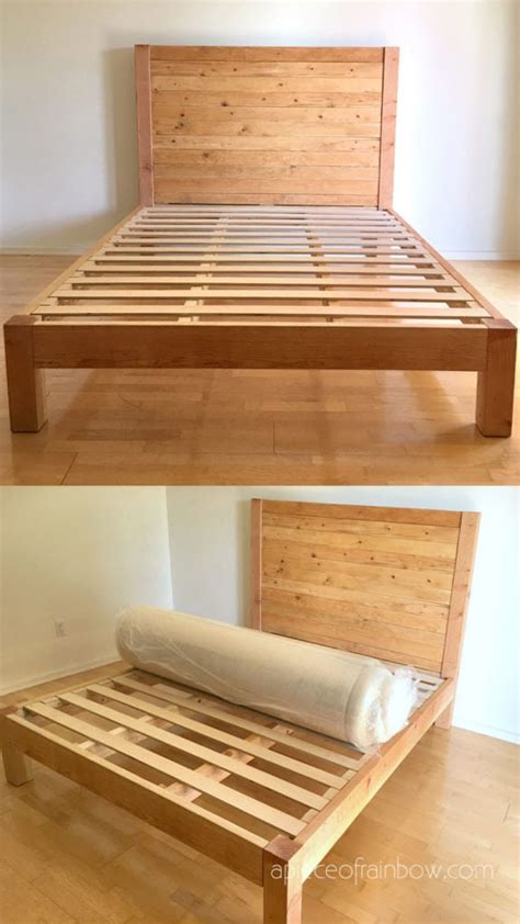 DIY Bed Frame & Wood Headboard ($1500 Look for $100!) - A Piece Of Rainbow