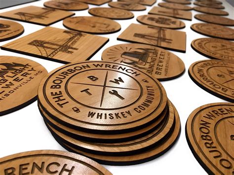 Custom Coasters Wood Personalized Logo Engraved Gift | Etsy