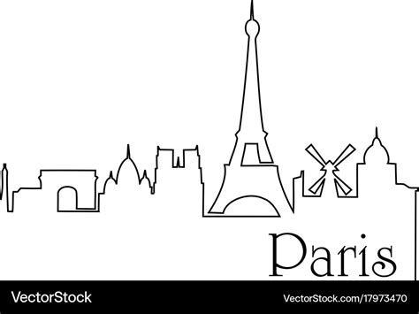 Paris city one line drawing background Royalty Free Vector