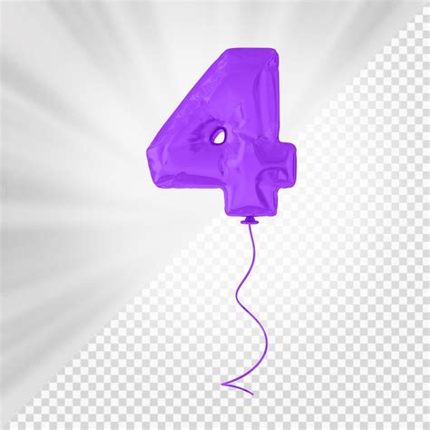 Premium PSD | Purple balloon number 4