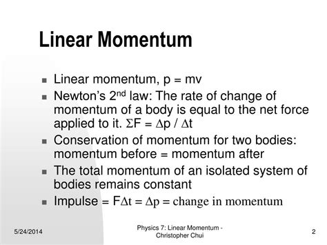 PPT - Physics Chapter 7: Linear Momentum PowerPoint Presentation, free ...