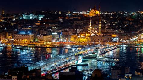 Istanbul at night, city, bridge, river, mosques, lights, night, HD wallpaper | Peakpx