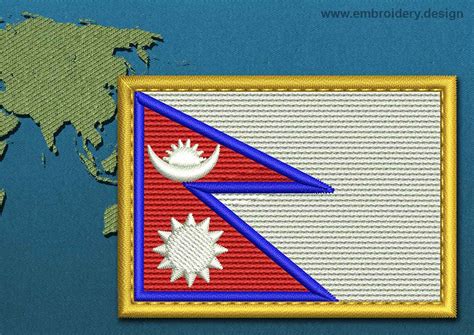 Design embroidery Flag of Nepal Rectangle with Gold Trim by embroidery ...