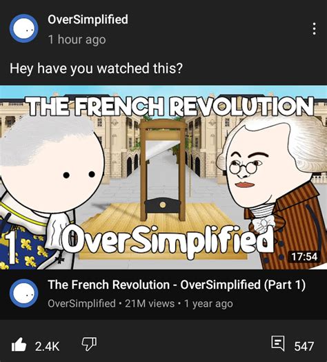 OverSimplified is asking people to make sure to watch The French ...