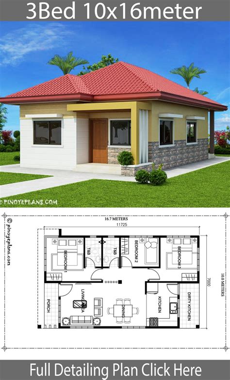 3 Bedroom Flat Roof House Designs / We give you all the files, so you ...