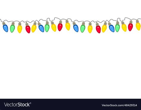 Christmas lights border colorful on white Vector Image