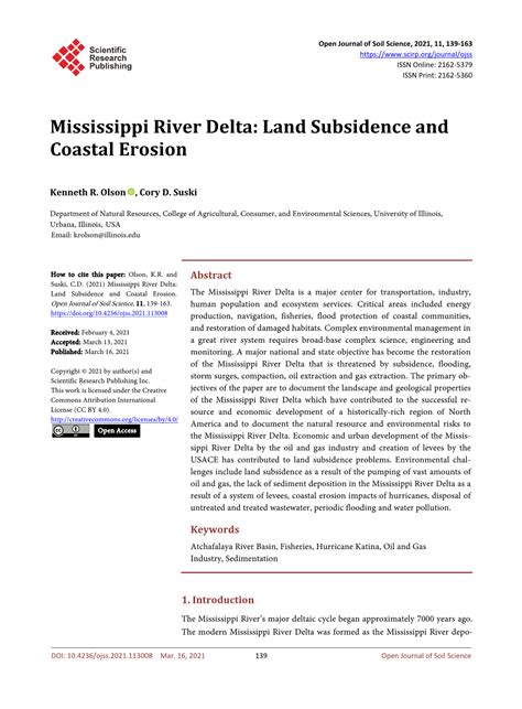 Mississippi River Delta: Land Subsidence and Coastal Erosion - DocsLib