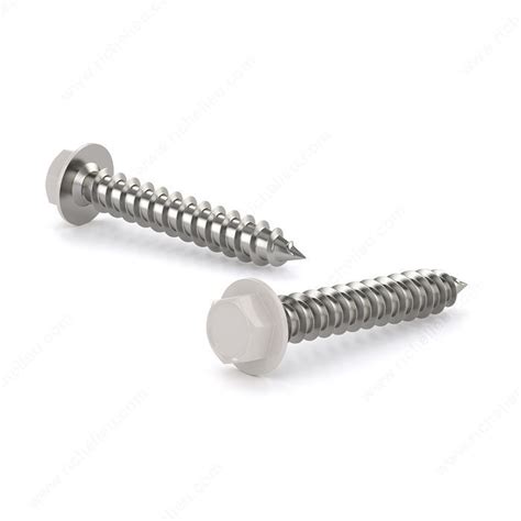 Stainless Steel Metal Screw, White Hex Head with Washer, Self ...