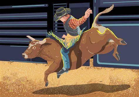 Bull Rider On Bucking Cow Jumping 125038 Vector Art at Vecteezy