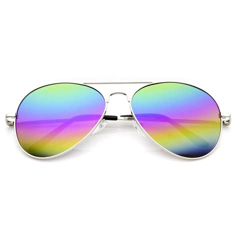 Retro Festival Rainbow Revo Lens Aviator Sunglasses - zeroUV