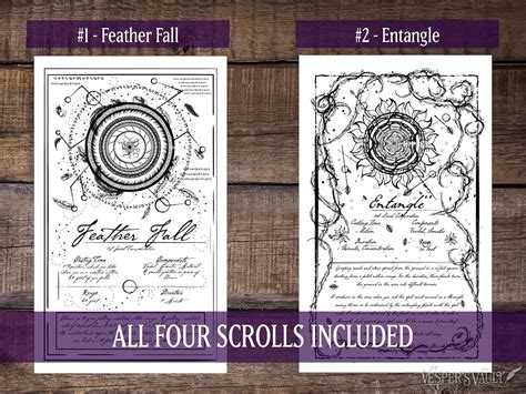 DND Printable Spell Scrolls, Tabletop Prop, Magic, Black & White Design ...