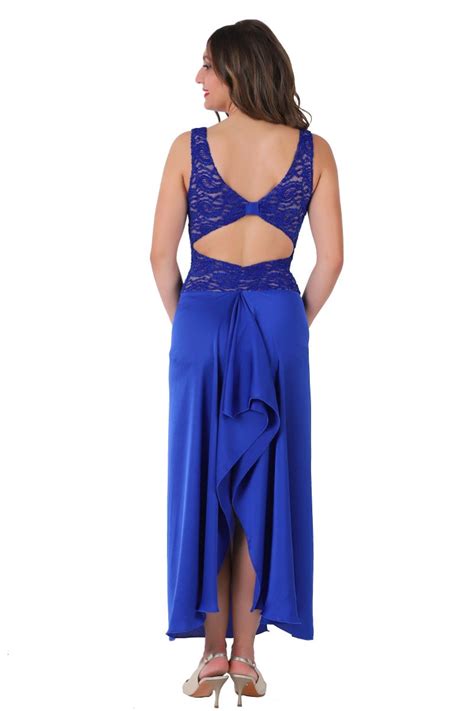 Electric Blue Satin and Lace Tango Performance Dress | Tango Fashion ...