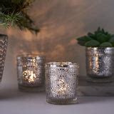 6 Pack | Silver Mercury Glass Candle Holders, Votive Tealight Holders ...